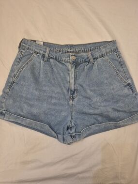 American Eagle Outfitters Light Wash Denim High-Rise Shortalls